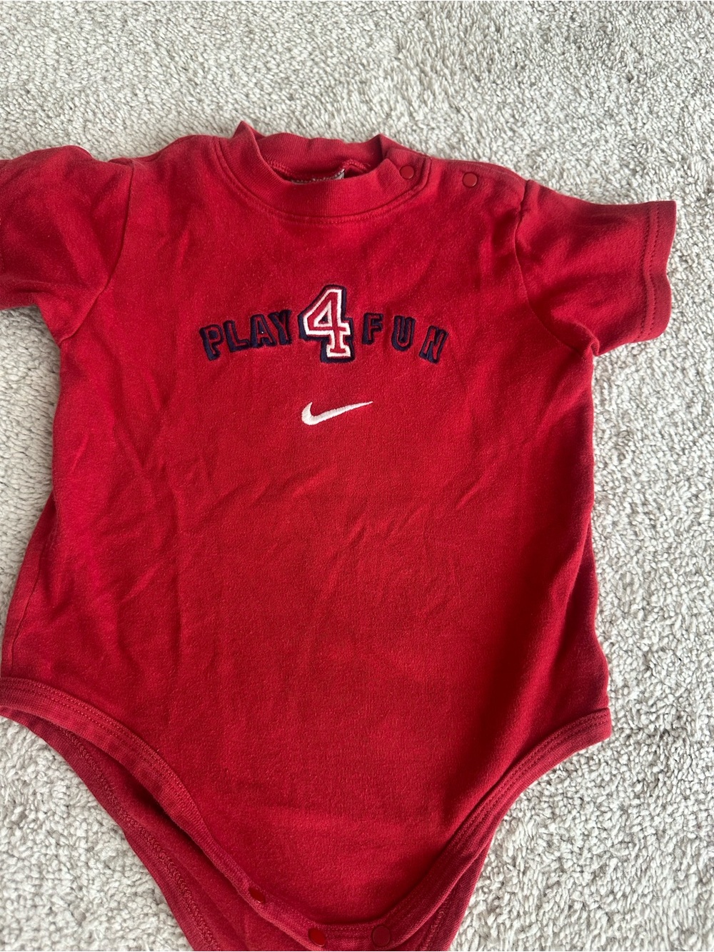Nike Red "Play 4 Fun" Baby One-Piece Bodysuit